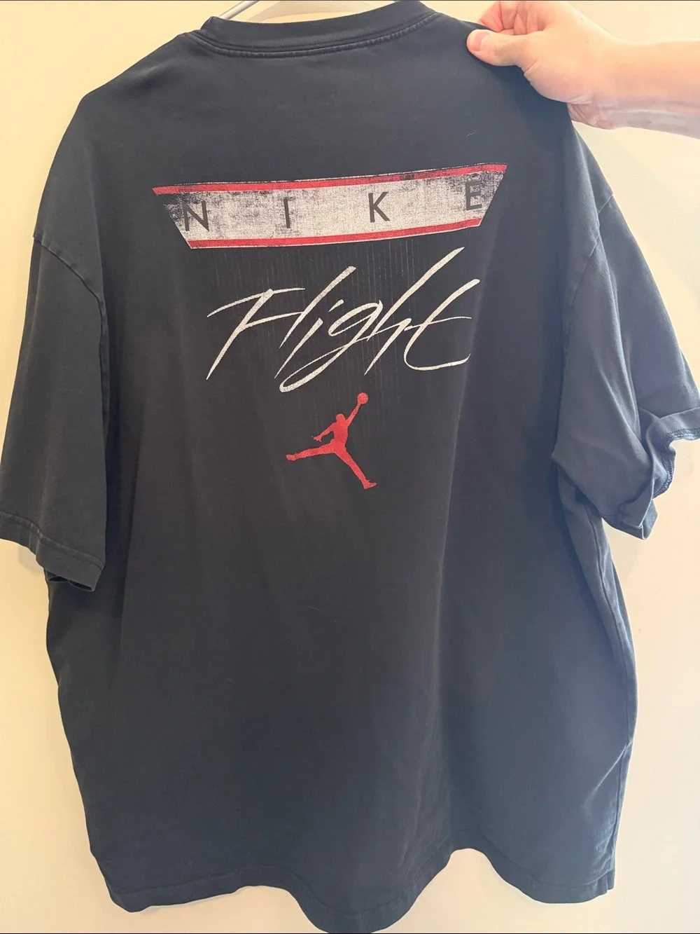Jordan Black Short-Sleeve Tee with Red Jumpman Patch
